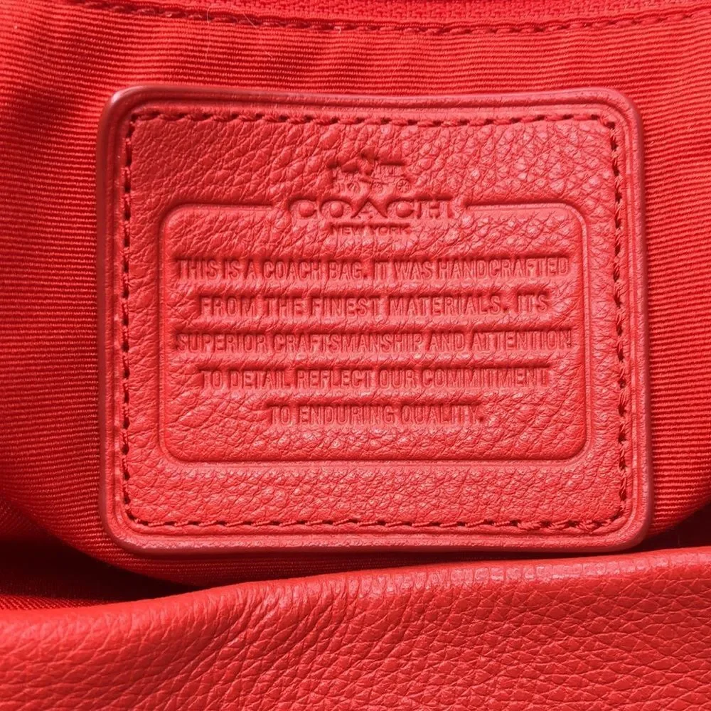 COACH Madison Phoebe Tumbled Cardinal Red Leather 3 Section Shoulder Bag NWT
